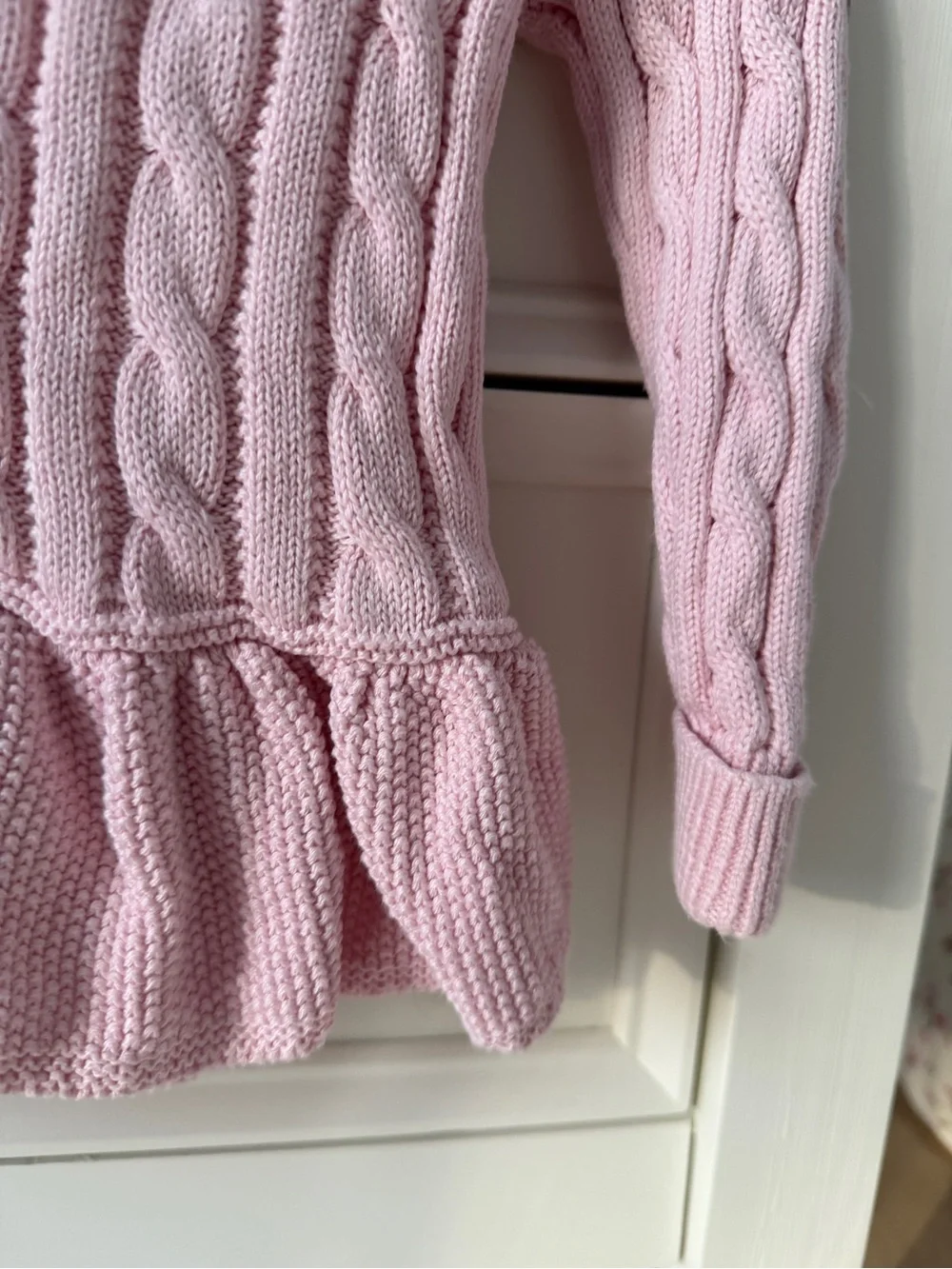 Ralph Lauren Pink Cable Knit Peplum Cardigan